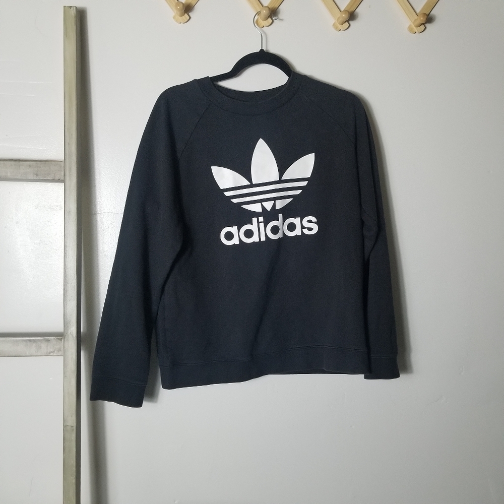 Adidas Vintage Black Sweatshirt with White Logo